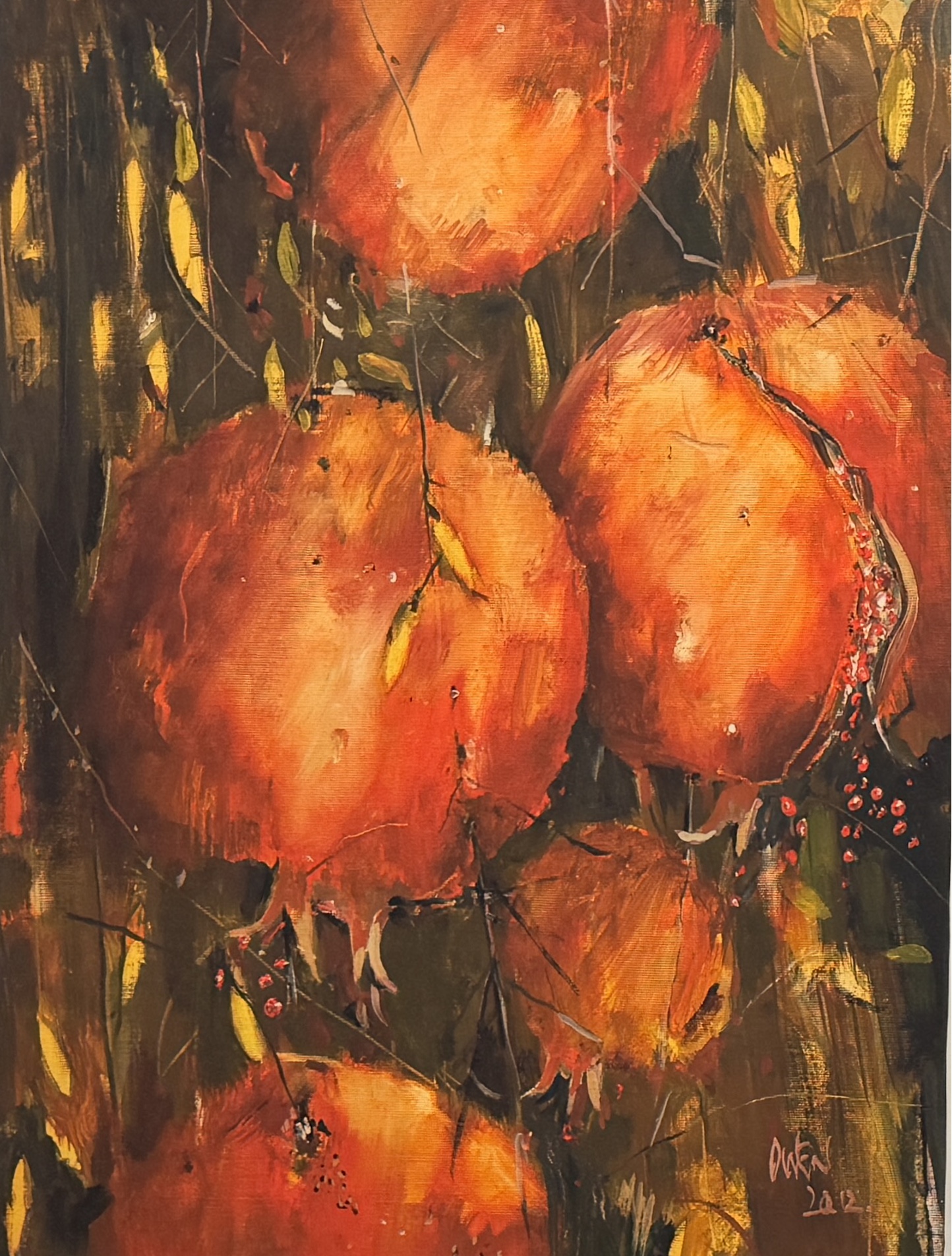 Pomegranates and Leaves